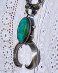 Chimney Butte Sonoran Turquoise Naja Pendant – 3.5” Sterling Silver & Signed Navajo Jewelry – Southwestern Statement Pendant