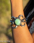 Navajo Chimney Butte Emerald Valley Turquoise Sand Cast Sterling Silver Cuff – Handcrafted & Signed