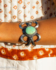 Navajo Chimney Butte Emerald Valley Turquoise Sand Cast Sterling Silver Cuff – Handcrafted & Signed