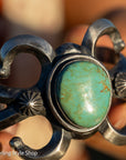 Navajo Chimney Butte Emerald Valley Turquoise Sand Cast Sterling Silver Cuff – Handcrafted & Signed