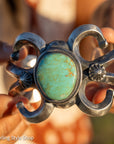 Navajo Chimney Butte Emerald Valley Turquoise Sand Cast Sterling Silver Cuff – Handcrafted & Signed