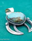 Chimney Butte Kingman Turquoise Naja Pendant – Navajo Sterling Silver, 3” Large Native American Jewelry