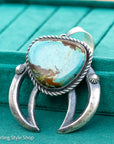 Chimney Butte Kingman Turquoise Naja Pendant – Navajo Sterling Silver, 3” Large Native American Jewelry