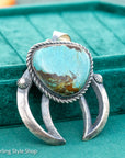 Chimney Butte Kingman Turquoise Naja Pendant – Navajo Sterling Silver, 3” Large Native American Jewelry