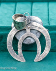 Chimney Butte Kingman Turquoise Naja Pendant – Navajo Sterling Silver, 3” Large Native American Jewelry