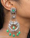 Federico Jimenez Love Birds Earrings | Sterling Silver Half Moon Turquoise Dangle Earrings | Signed FJ Mexico Jewelry