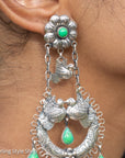 Federico Jimenez Love Birds Earrings | Sterling Silver Half Moon Turquoise Dangle Earrings | Signed FJ Mexico Jewelry