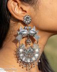 Federico Jimenez Love Bird Sterling Silver Statement Earrings | 4.3 Inch Long | Screw Back