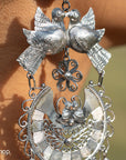 Federico Jimenez Love Bird Sterling Silver Statement Earrings | 4.3 Inch Long | Screw Back