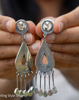 Federico Jimenez Turquoise Inlay Sterling Silver Chandelier Earrings, Signed JF, Southwestern Statement Earrings