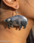 Federico Jimenez Sterling Silver Pig Earrings with Rabbit Design | Whimsical 3D Ears & Tail | Signed JF