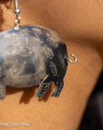Federico Jimenez Sterling Silver Pig Earrings with Rabbit Design | Whimsical 3D Ears & Tail | Signed JF