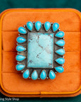 Federico Jimenez Kingman Turquoise Large Sterling Silver Statement Ring