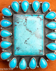 Federico Jimenez Kingman Turquoise Large Sterling Silver Statement Ring