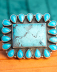 Federico Jimenez Kingman Turquoise Large Sterling Silver Statement Ring