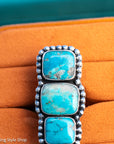 Federico Jimenez Kingman Turquoise Adjustable Ring | Sterling Silver Beaded Statement Ring