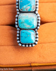 Federico Jimenez Kingman Turquoise Adjustable Ring | Sterling Silver Beaded Statement Ring
