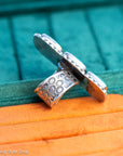 Federico Jimenez Kingman Turquoise Adjustable Ring | Sterling Silver Beaded Statement Ring