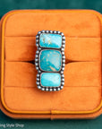 Federico Jimenez Kingman Turquoise Adjustable Ring | Sterling Silver Beaded Statement Ring