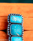 Federico Jimenez Kingman Turquoise Adjustable Ring | Sterling Silver Beaded Statement Ring
