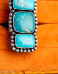 Federico Jimenez Kingman Turquoise Adjustable Ring | Sterling Silver Beaded Statement Ring
