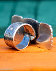Federico Jimenez Kingman Turquoise Adjustable Ring | Sterling Silver Beaded Statement Ring