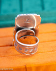 Federico Jimenez Kingman Turquoise Adjustable Ring | Sterling Silver Beaded Statement Ring