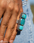 Federico Jimenez Kingman Turquoise Adjustable Ring | Sterling Silver Beaded Statement Ring