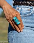 Federico Jimenez Kingman Turquoise Adjustable Ring | Sterling Silver Beaded Statement Ring