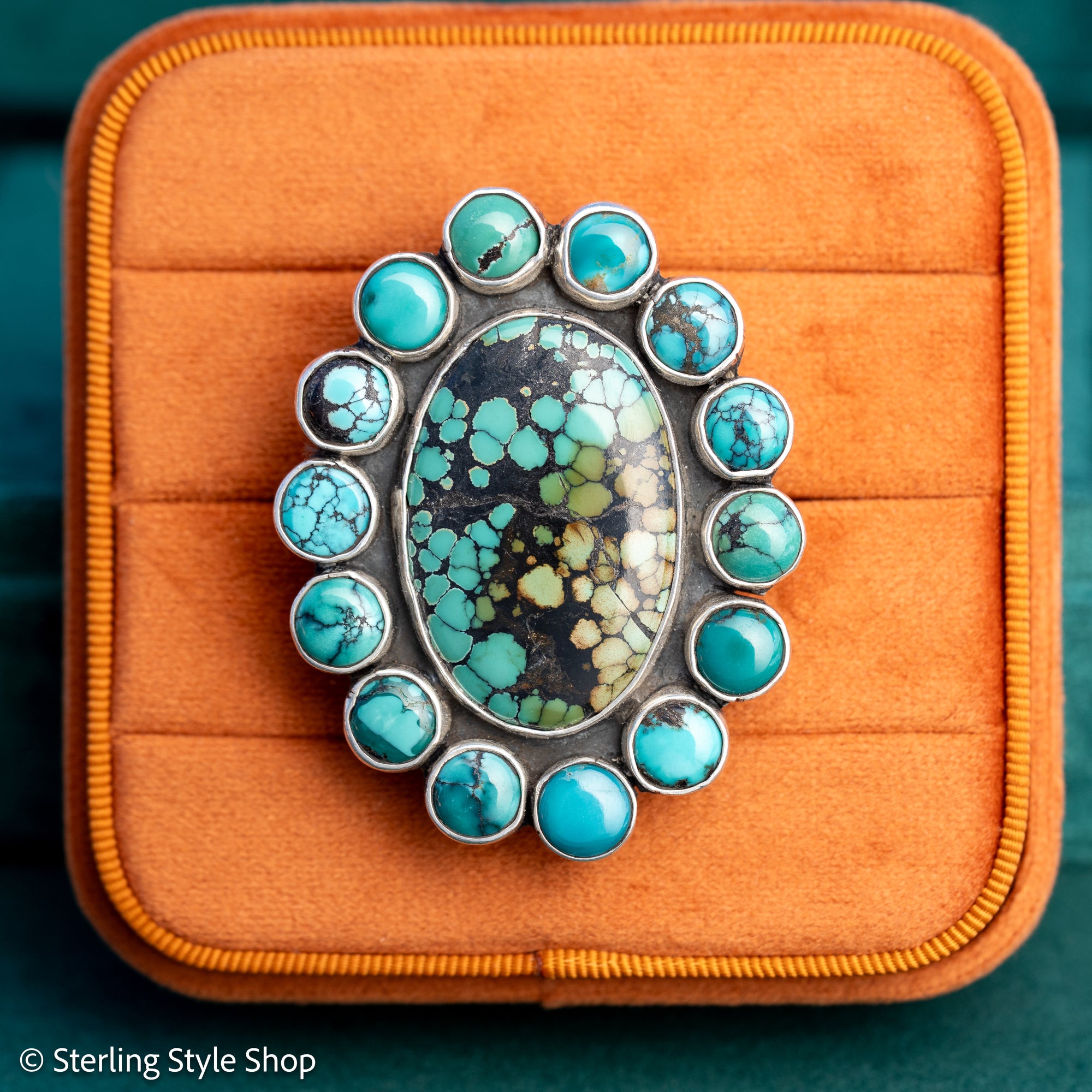 Federico Jimenez Adjustable Natural Turquoise Cluster Statement Ring