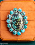 Federico Jimenez Adjustable Natural Turquoise Cluster Statement Ring