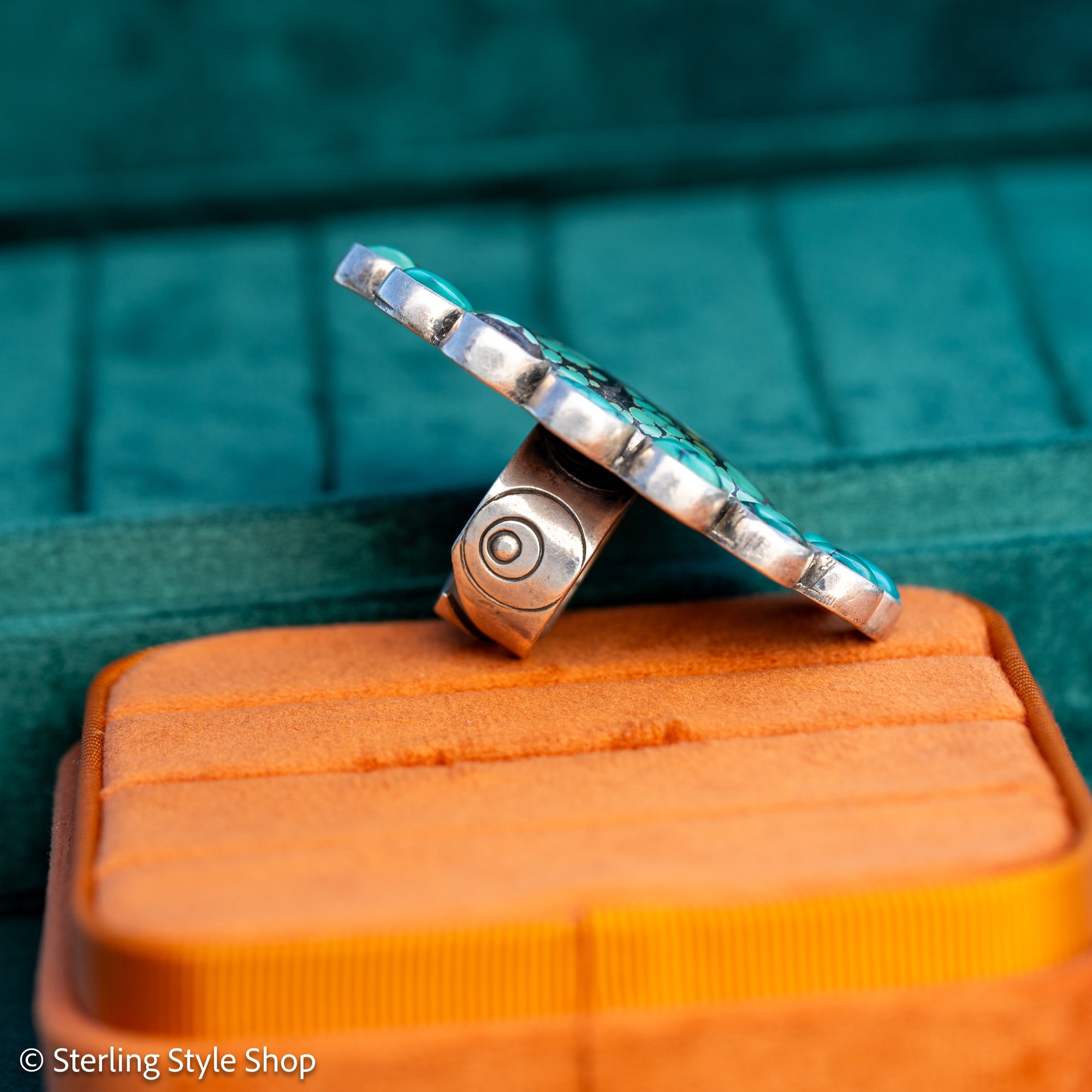 Federico Jimenez Adjustable Natural Turquoise Cluster Statement Ring