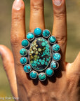 Federico Jimenez Adjustable Natural Turquoise Cluster Statement Ring