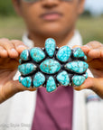Federico Jimenez Lone Mountain Turquoise Cuff | Larry Cooley Stone Collection | 190g Statement Bracelet | 19 Stones