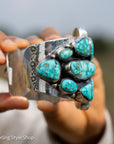 Federico Jimenez Lone Mountain Turquoise Cuff | Larry Cooley Stone Collection | 190g Statement Bracelet | 19 Stones