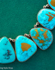 Federico Jimenez Copper Canyon Turquoise Collar Necklace, Hallmarked JF Sterling