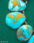 Federico Jimenez Copper Canyon Turquoise Collar Necklace, Hallmarked JF Sterling