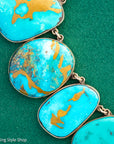 Federico Jimenez Copper Canyon Turquoise Collar Necklace, Hallmarked JF Sterling