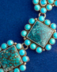 Vintage Federico Jimenez Sleeping Beauty Turquoise Cleopatra Necklace | Museum-Quality Navajo Handmade Sterling Silver Statement Necklace | Hidden Clasp Design