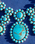 Vintage Federico Jimenez Sleeping Beauty Turquoise Cleopatra Necklace | Museum-Quality Navajo Handmade Sterling Silver Statement Necklace | Hidden Clasp Design