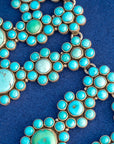 Vintage Federico Jimenez Sleeping Beauty Turquoise Cleopatra Necklace | Museum-Quality Navajo Handmade Sterling Silver Statement Necklace | Hidden Clasp Design