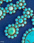Vintage Federico Jimenez Sleeping Beauty Turquoise Cleopatra Necklace | Museum-Quality Navajo Handmade Sterling Silver Statement Necklace | Hidden Clasp Design