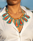 Federico Jimenez Cleopatra Necklace, Spiny Oyster & Sleeping Beauty Turquoise, Sterling silver, 19 Inches