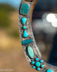 Federico Jimenez Sterling Silver Handheld Mirror — No. 8, Spiderweb & Kingman Turquoise, One-of-a-Kind Masterpiece