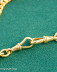 Antique 18k Gold Albert Chain Necklace | 1921 Birmingham Hallmarked Watch Chain, Heavy Curb Link, 60.1g Solid Gold T-Bar Necklace