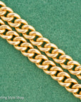 Antique 1925 18kt Gold Curb Link Watch Chain Necklace | Chester Hallmarked T-Bar & Dog Clips | Heavy Solid Gold Chain