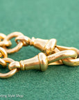 Antique 1925 18kt Gold Curb Link Watch Chain Necklace | Chester Hallmarked T-Bar & Dog Clips | Heavy Solid Gold Chain