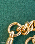 Antique 1925 18kt Gold Curb Link Watch Chain Necklace | Chester Hallmarked T-Bar & Dog Clips | Heavy Solid Gold Chain
