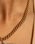 Antique 1925 18kt Gold Curb Link Watch Chain Necklace | Chester Hallmarked T-Bar & Dog Clips | Heavy Solid Gold Chain