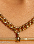 Antique 1925 18kt Gold Curb Link Watch Chain Necklace | Chester Hallmarked T-Bar & Dog Clips | Heavy Solid Gold Chain